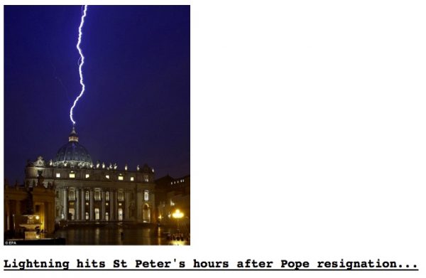 Lightning Strikes Vatican A Geo Synchronicity Divine Cosmos 